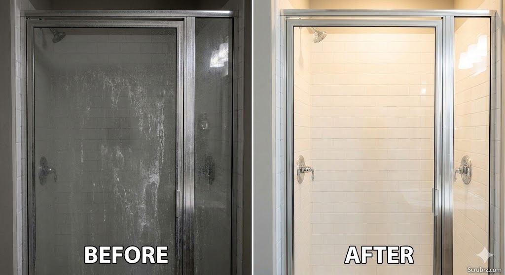 Before and after kitchen sink and faucet cleaning