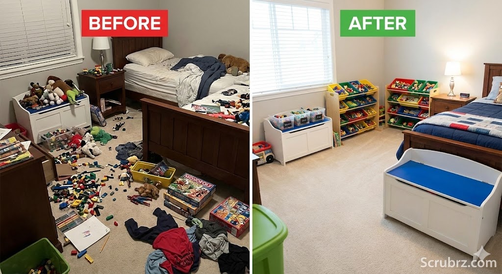 Before and after shower tile scrub and shine